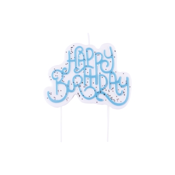 Kerzen Topper - Happy Birthday - Glitzer Blau